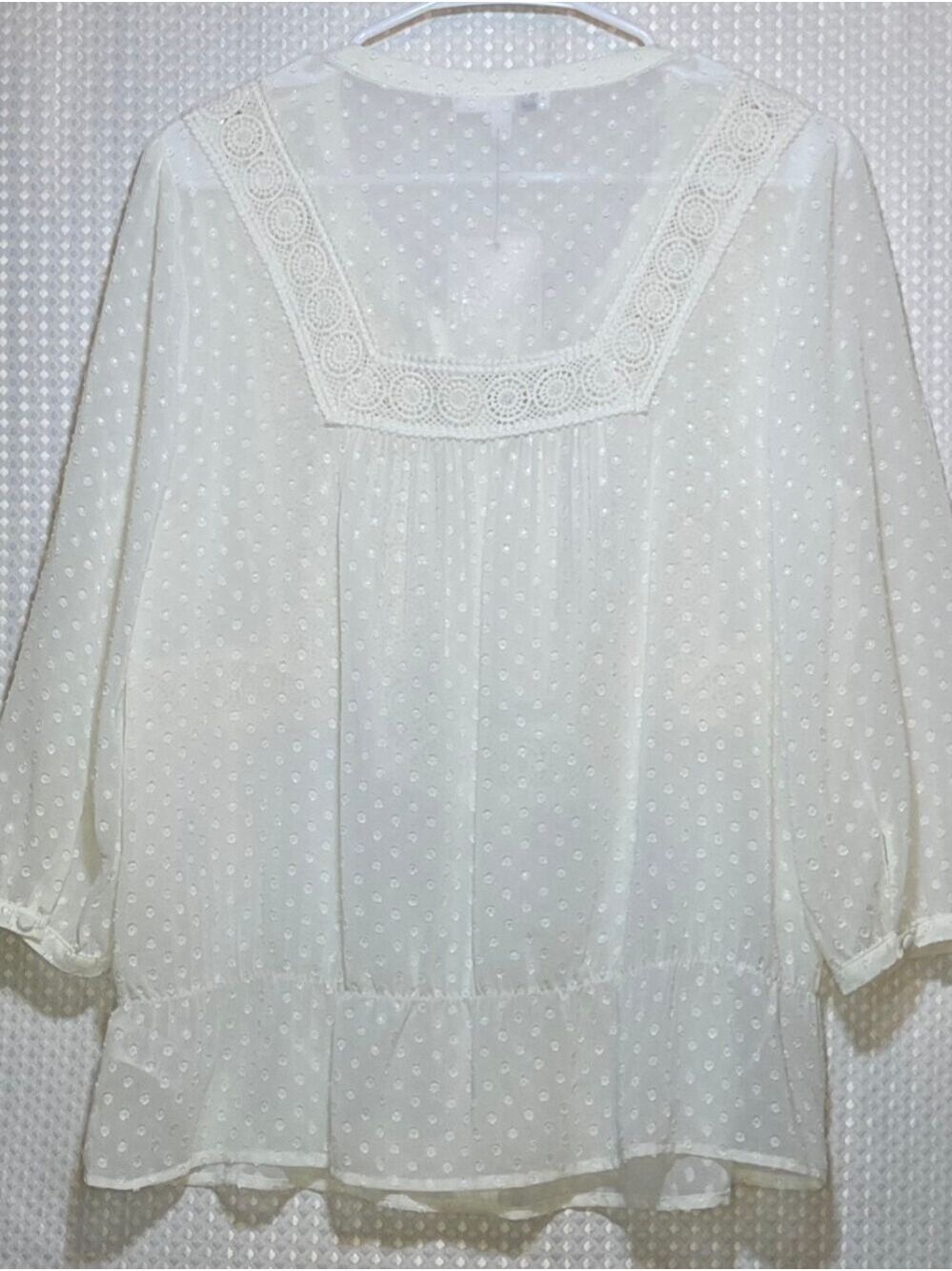 Boho Swiss Dot Crochet Lace Tassel Blouse Top Romantic Cottagecore NWT Medium - Picture 4 of 13